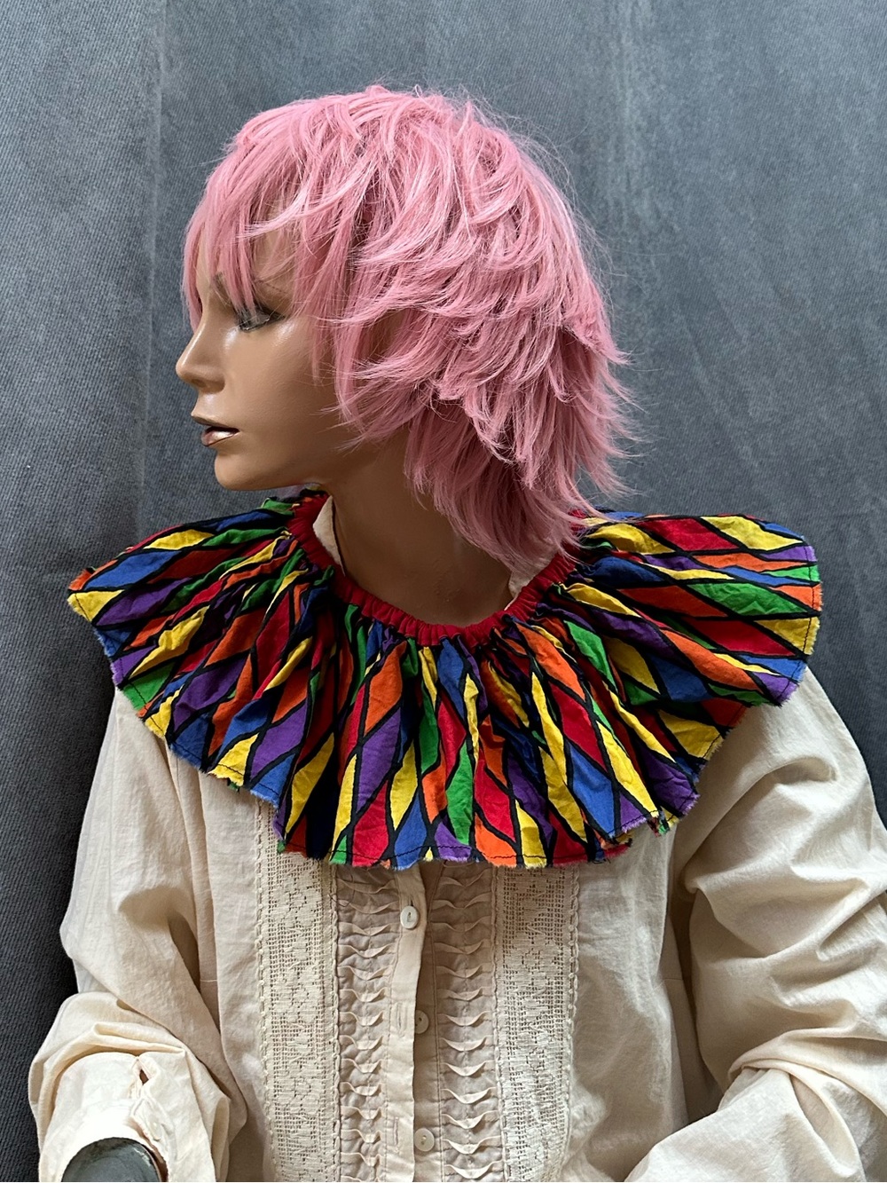 Vintage harlequin jester ruffle clown collar